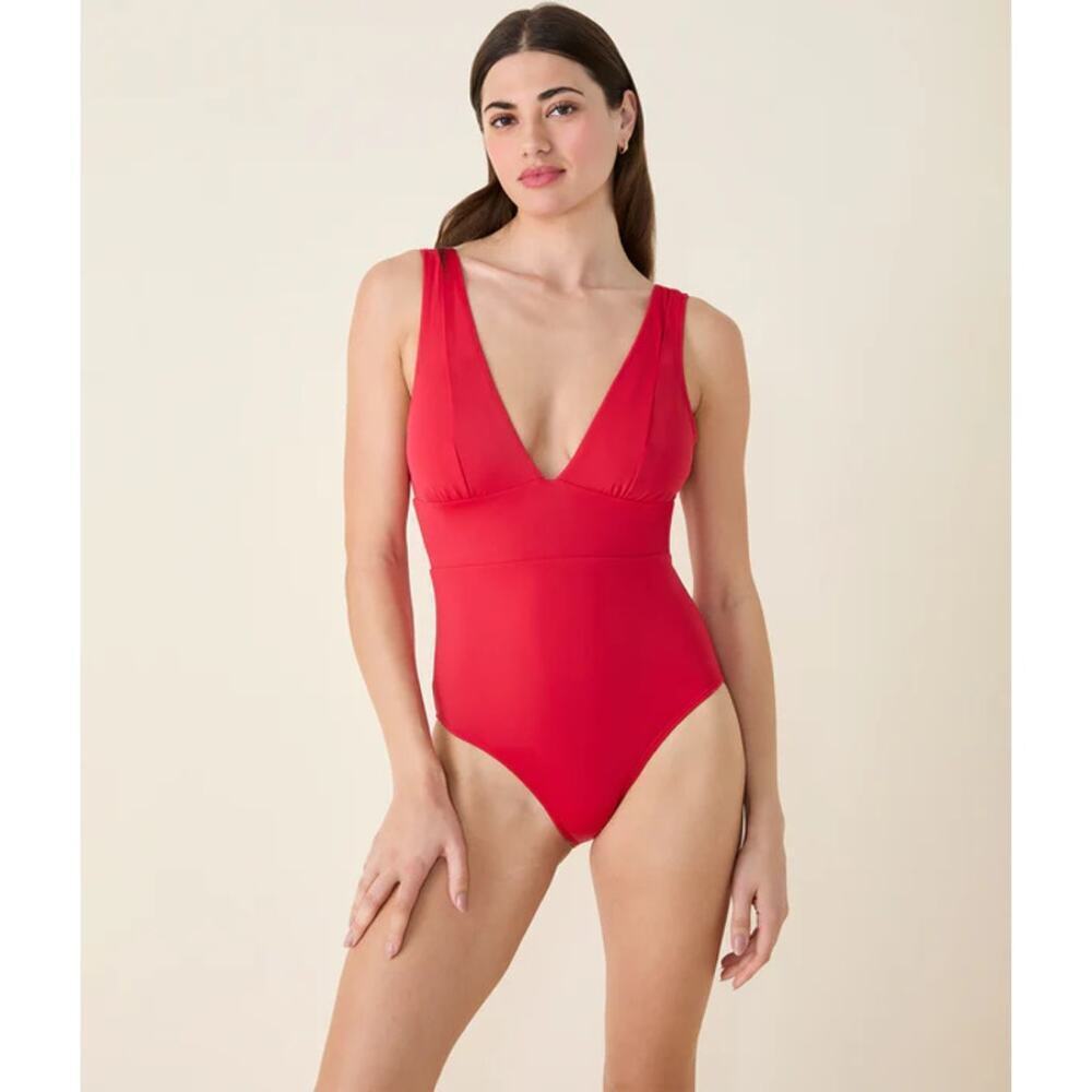 Andie Swimsuit The Mykonos Plunge V-neckline One Piece Red Size XL